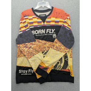 Born Fly Sweatshirt Mens XL Multicolor Graphic Crewneck Pullover Stay Fly